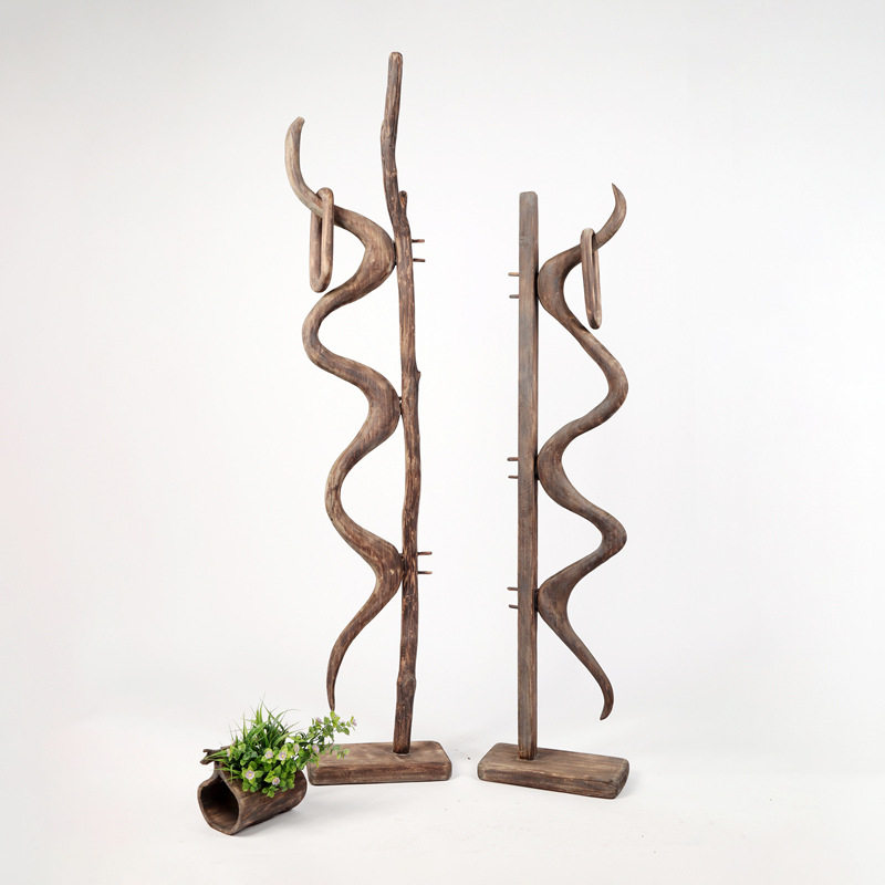 现代简约手工制作木质工艺屏风展示架朽木艺术墙画树根装饰家具