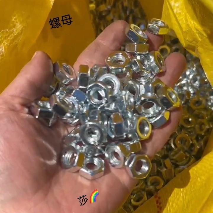 镀锌外六角螺母螺丝螺栓兰白螺母M6M8M10M14M16M18M20M22