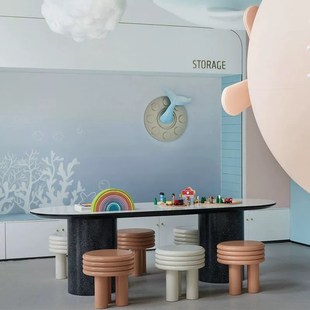 架空层儿童区桌椅组合图书馆阅读区手工桌售楼处娱乐区儿童桌定制