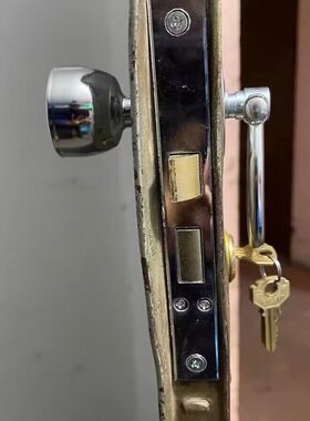 铁防盗锁栅栏门申士牌铜锁舌双锁头9472A2申翔铜锁芯插芯门锁