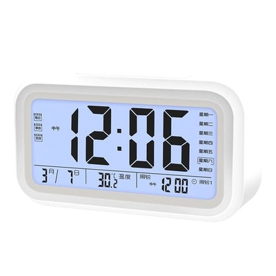 超大声老人盲人语音报时器闹表床头学生充电闹钟充电电子夜光报时