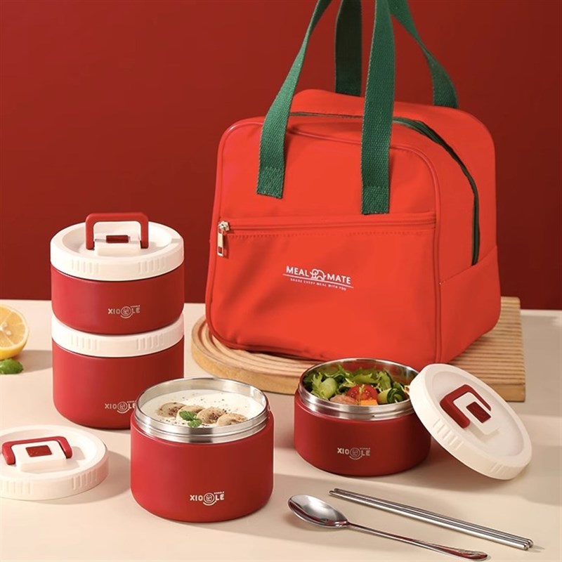 304不锈钢真空长效保温饭盒上班打工人专用饭桶学生儿童多层餐盒