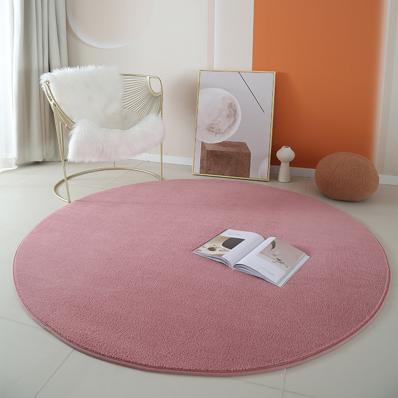 轻奢圆形化妆椅地毯卧室梳妆椅电脑椅垫子防滑客厅短毛绒茶几地垫