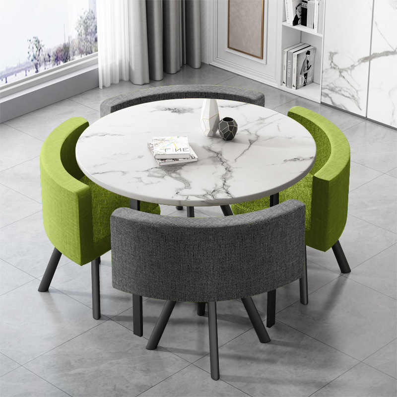 洽谈桌椅组合简易圆桌家用餐桌网红小圆桌接桌椅待小户型桌椅饭桌