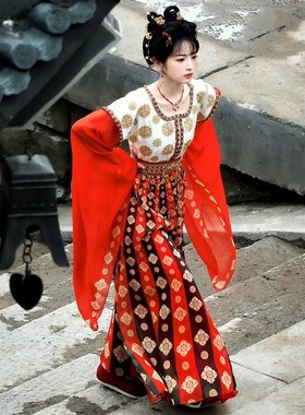 唐制汉服齐腰复原款女唐圆领齐腰八破长裙小唐人日常春夏改良款