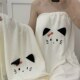 卡通可爱猫浴巾毛巾干发帽浴裙4件套家用宿舍女柔软亲肤不掉毛女
