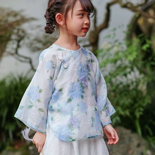 无尽夏全开襟上衣儿童旗袍女春夏夏季民国风民国装女童夏中国风