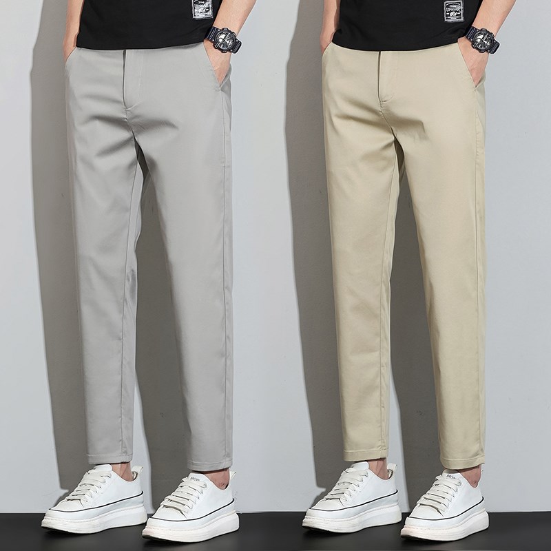 2025裤子男生九分裤修身锥形小直筒休闲裤9分小脚西裤薄款春夏季