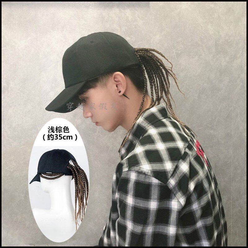 非洲脏辫帽子假发帽子一体时尚夏天嘻哈辫子假发男头戴式成品马尾图片