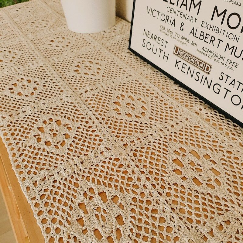 美式乡村唯美镂空桌旗棉线钩针桌布森系电视柜茶几蕾丝鞋柜巾民宿,居家布艺,桌旗,淘宝优惠券,粉丝福利购,淘宝优惠卷