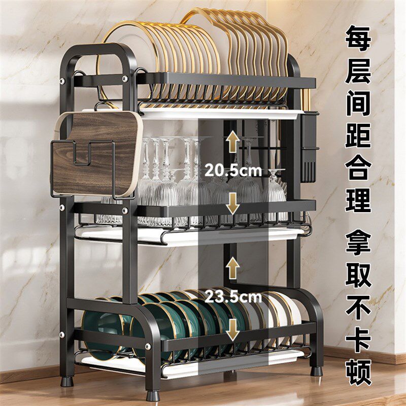碗盘置物架多功能厨房台面放碗柜子碗碟收纳架沥水架带筷子筒刀架图片