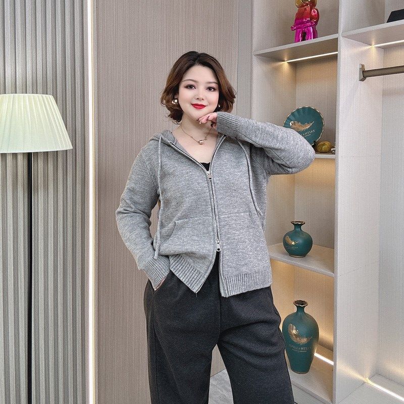 连帽加厚毛衣外套女2024秋冬装新款大码胖mm宽松显瘦拉链针织开衫,女装/女士精品,大码内搭,淘宝优惠券,粉丝福利购,淘宝优惠卷