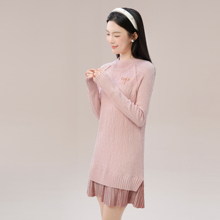 半高领针织衫连衣裙2025深秋初冬穿搭显瘦百搭毛衣裙气质包臀裙