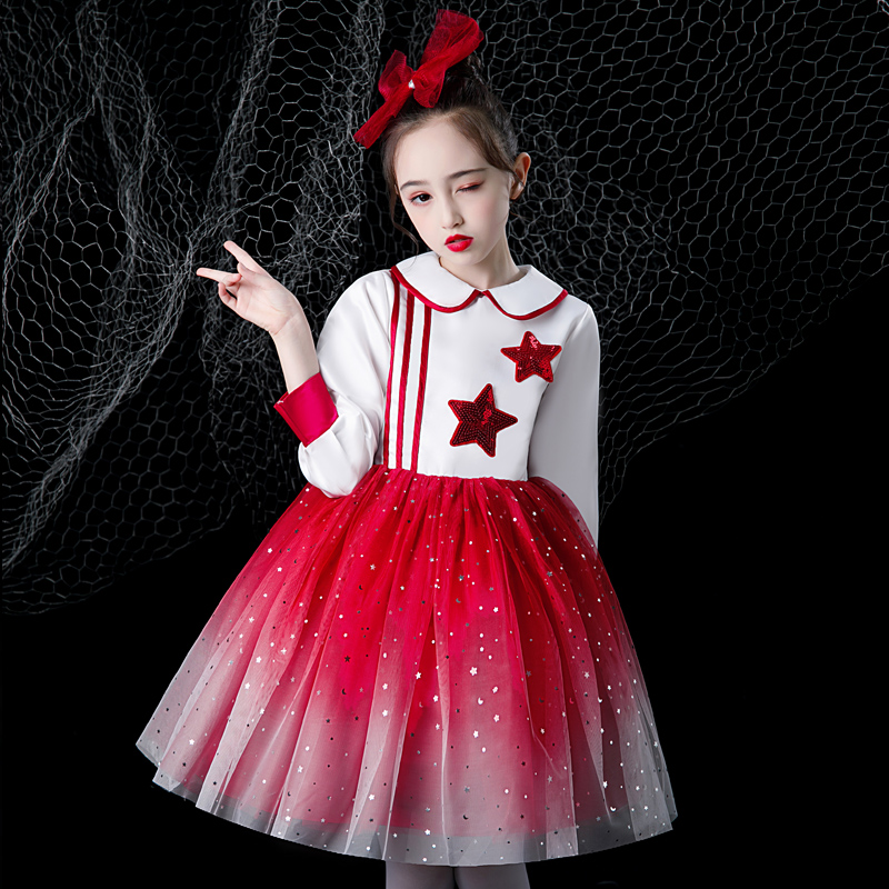 中小学生大合唱团演出服蓬蓬裙儿童礼服元旦朗诵比赛表演服装男女