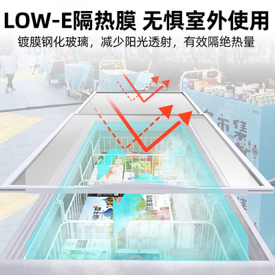 星星冰柜商用大容量冷冻展示柜冷藏保鲜柜玻璃卧式海鲜岛柜雪糕柜