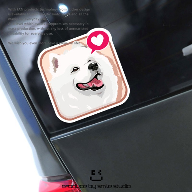 可爱卡通萨摩耶宠物狗反光汽车贴纸个性摩托电动车身贴花划痕遮挡