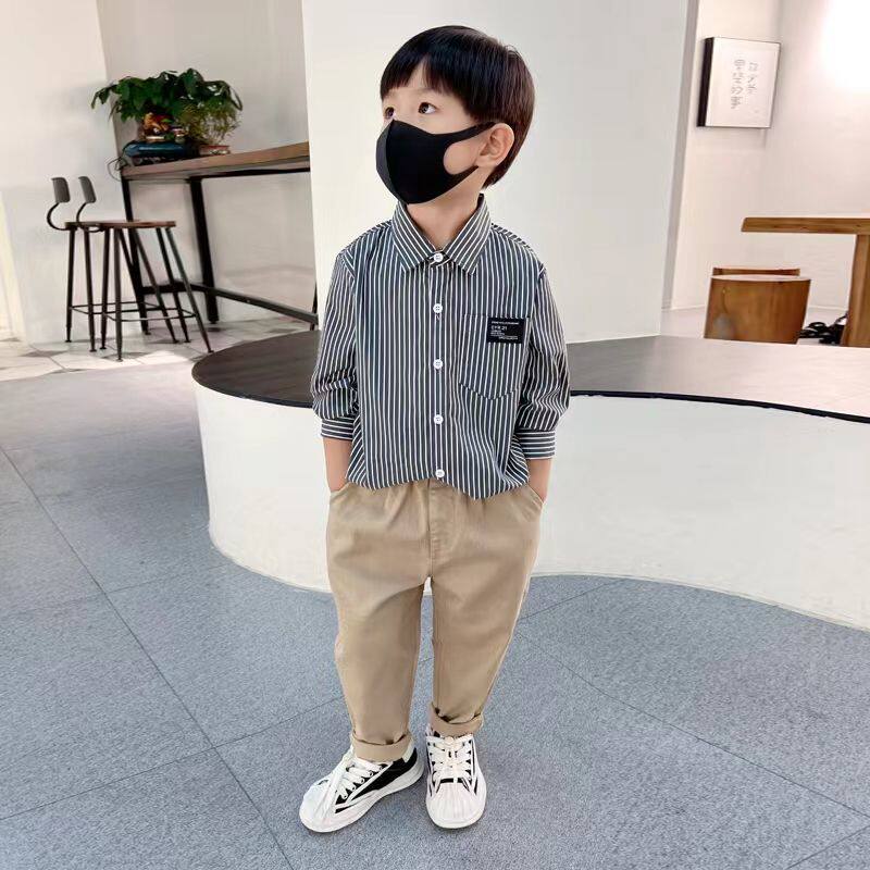 男童套装春秋外套长袖衬衫2023秋款新款宝宝裤子三件套休闲时髦潮