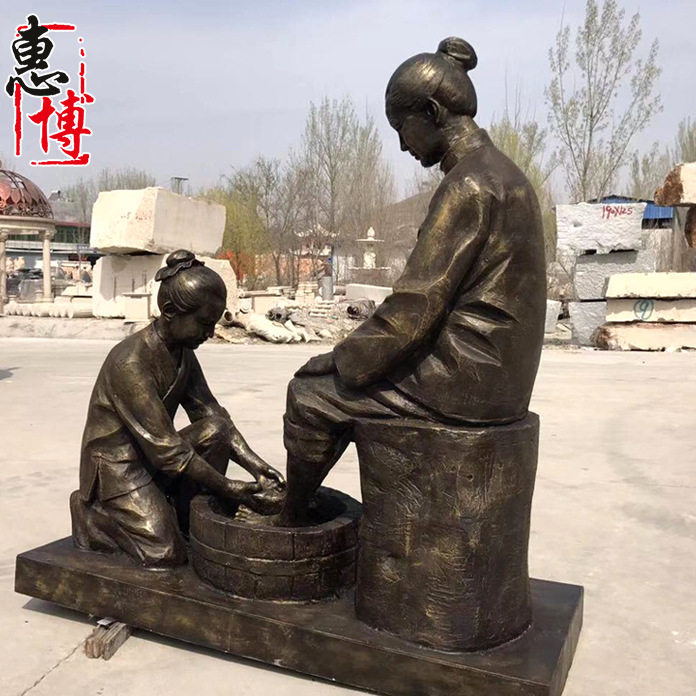 学校名人雕像玻璃钢仿铜百善孝为先寓言故事人物雕塑景观模型景观