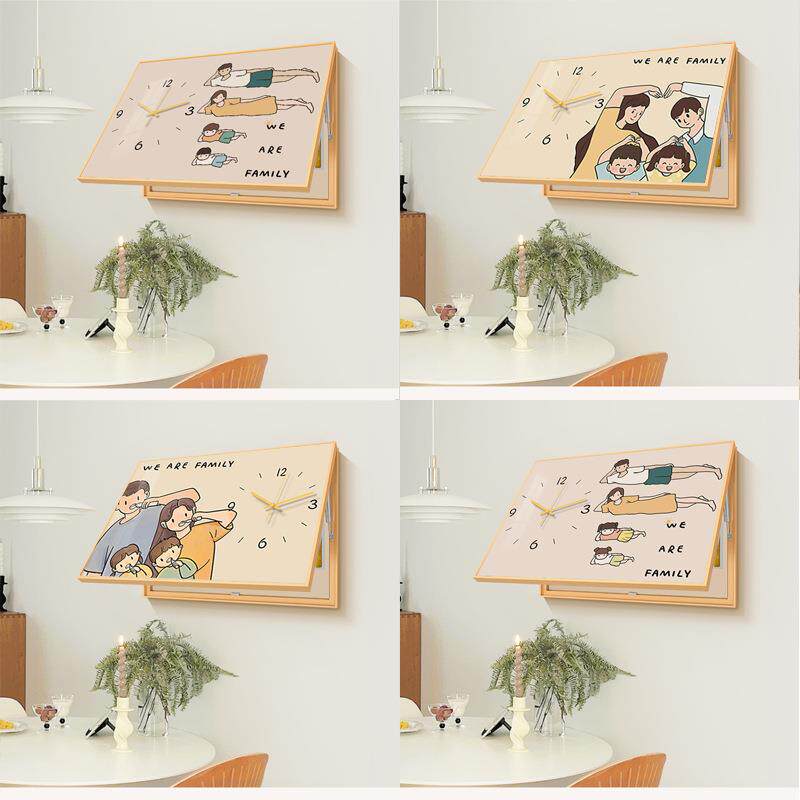 北欧卡通装饰画带时钟钟表挂画遮挡强弱电箱开关网络线盒电表箱画
