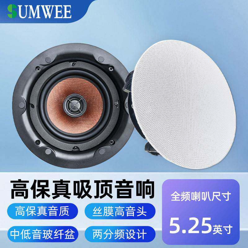 天花吊顶喇叭吸顶音响家庭背景音乐音箱客厅环绕重低音同轴嵌入式