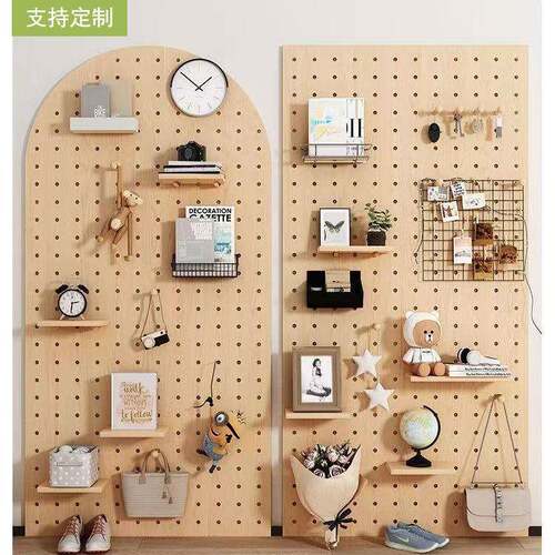 实木洞洞板墙面置物架墙上隔板收纳架墙壁展示架挂板入户玄关