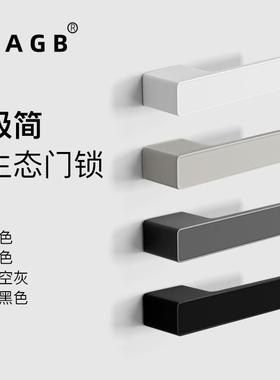 BAGB简约卧室门锁室内房间木门锁灰色磁吸静音门把手极简生态房锁