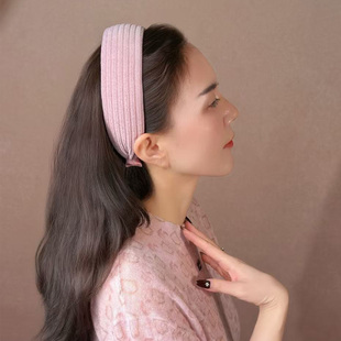 潮时点ins温柔风粉色针织发箍 高颅顶显脸小 秋冬百搭少女心头箍