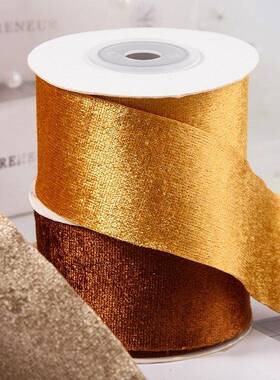 金丝绒纯色双面绒边服装y辅芽料植绒带di蝴蝶YJU带结鲜花束包装彩