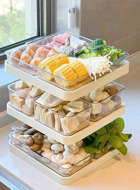 火锅菜盘家用分格菜备盘MJM可旋置物架多层备菜神器大容量转配拼