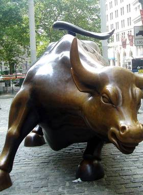 铸铜华尔牛街牛街雕塑摆室外铜雕A-442-YX塑门口奋斗件牛开荒牛金