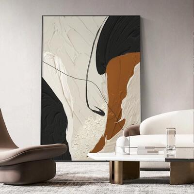 新中肌式抽象画纯手绘大芬村油画玄关装饰画壁客ICS厅挂画高理级