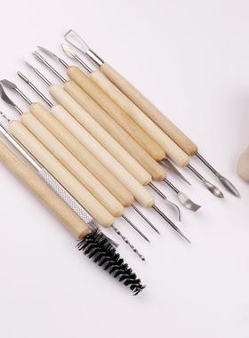 丝陶泥工具制作34套镭雕刻刀泥塑黏土套件TNM装实心翻糖丸棒压痕