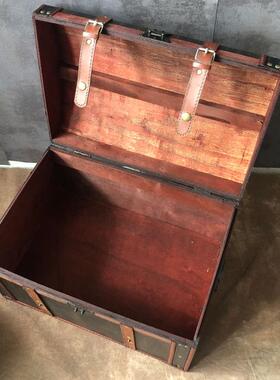 仿古老式木箱子藏宝箱百宝箱拍古做复旧木质收纳理箱06023摄道具