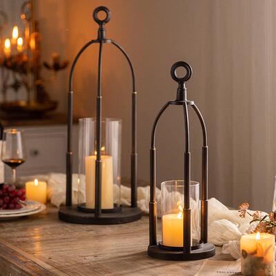 美式复古做光烛旧台摆件北欧浪漫烛晚餐A2842道具咖店餐厅铁艺装