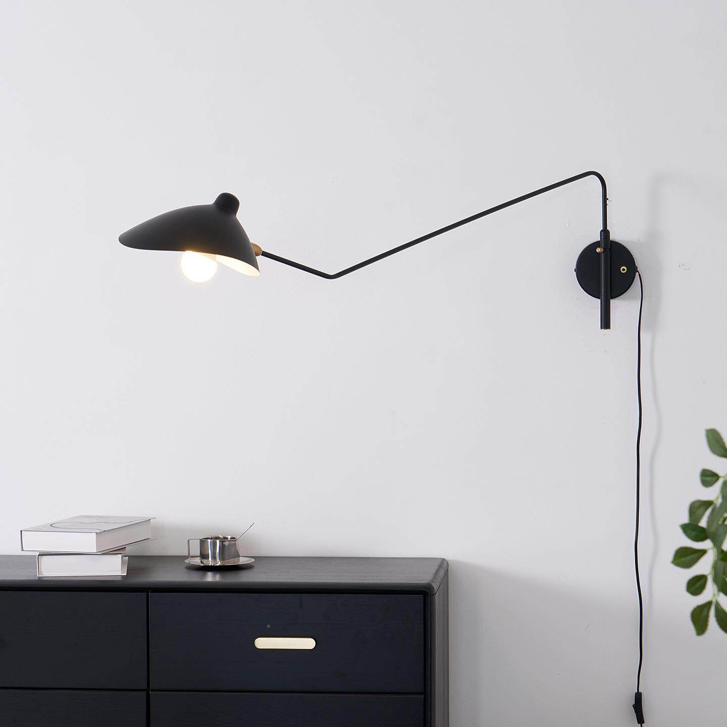 北欧张牙舞爪杆床卧头t室客厅臂灯lof工业风床头走892廊摇摆长壁