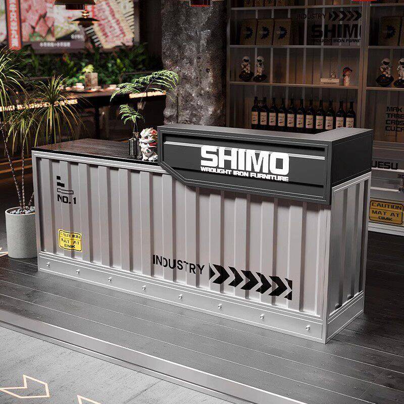 工茶待业风酒吧吧台收银台集装箱奶店咖厅商用创收银台啡意转角前