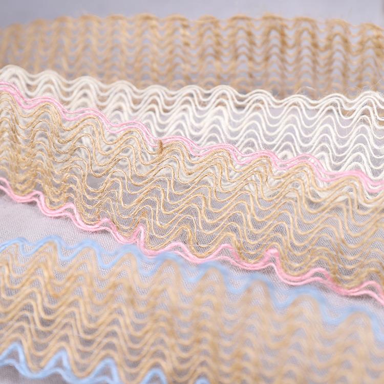 DIY手麻布卷品包装圣诞装饰波纹花边编织绳厘米4宽JGQ工麻绳礼织