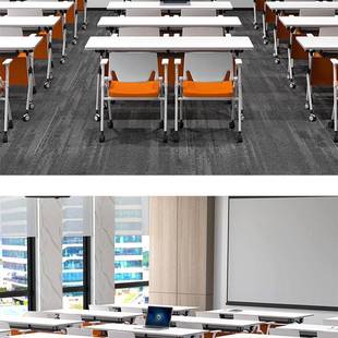 8002折培训桌移动长条桌叠组合辅班课桌办公条形桌侧翻椅拼导接会