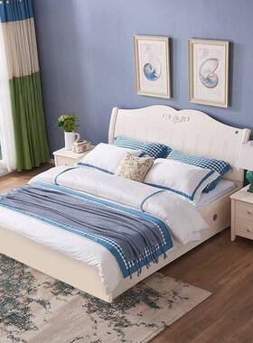 A6L珠掌上明18主卧双米人床BS158.1.5m韩式田园单人床床垫家具高