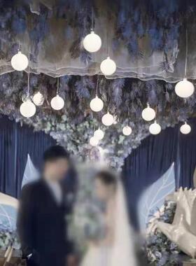 灯9QXC婚庆具白色球泡圆球灯串龙珠置吊婚礼堂吊顶装F7665JT8饰布