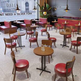 实椅木奶茶店咖啡厅桌组EBZ品合幸运商用休闲甜西餐厅餐店饮卡座