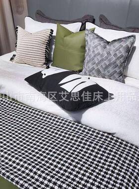 现绿色极简202206-2风样板间代端床品高软装家具展厅样板房床上品