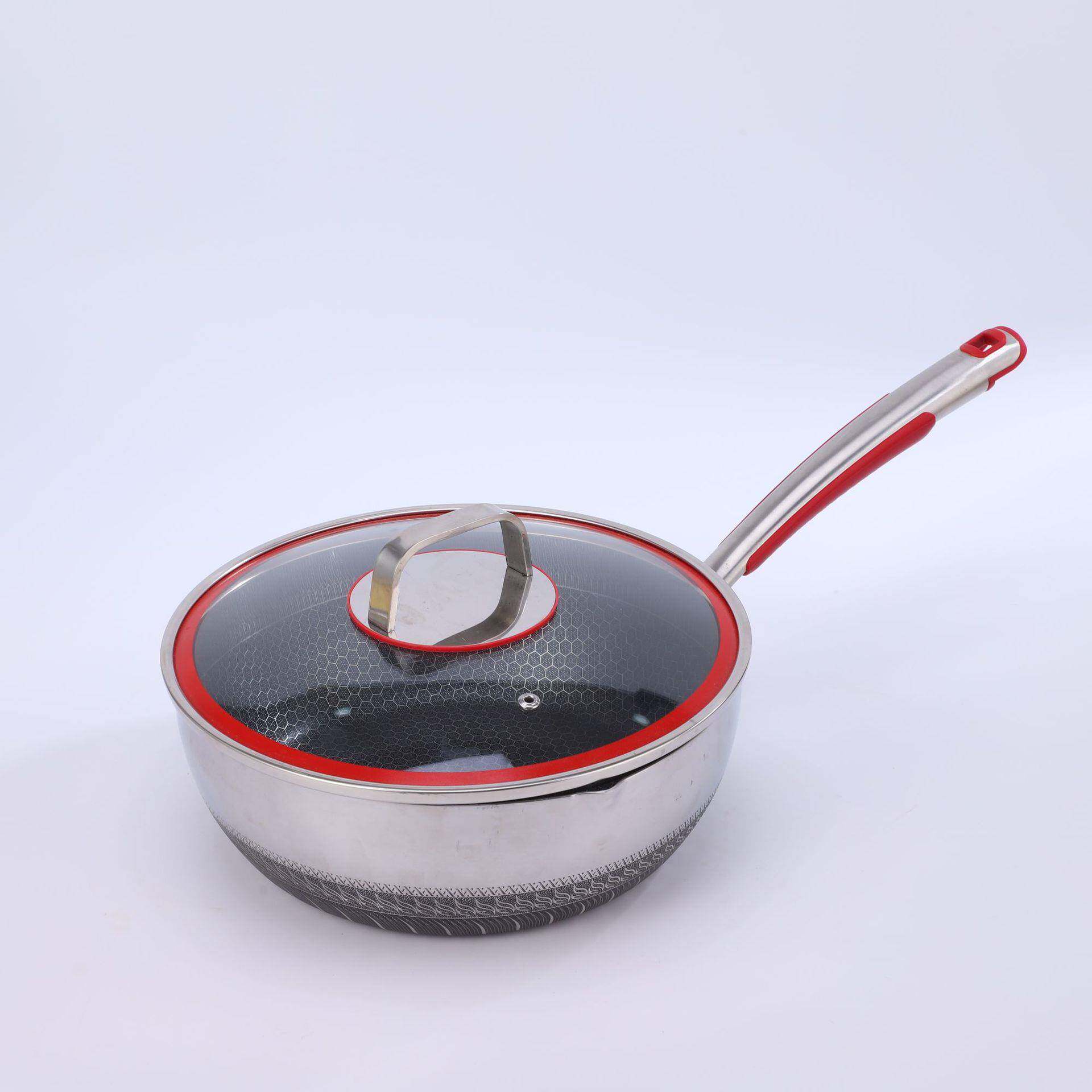 厂家直锅316不18/22/24锈平底供深煎锅不粘炒平底锅三层钢电钢磁