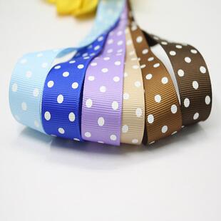 姚明织点带缎带圆系列TUF罗纹印刷丝带diy礼物包三装 22mm斜点