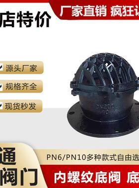 法兰纹底阀单向阀止回阀铸铁水泵底H4X-6/10内阀螺879丝扣底阀DN5