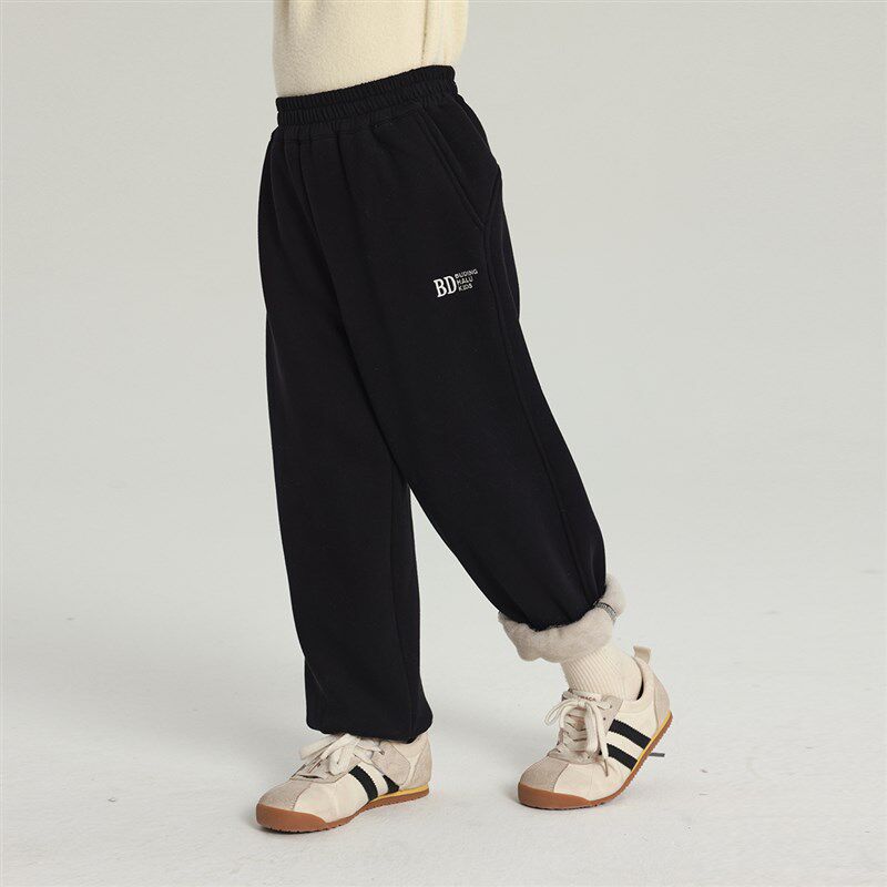 沫沫家童装冬装女童裤子2024秋冬季新款儿童加绒加厚休闲束脚卫裤