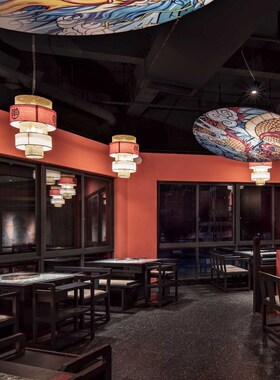 侘寂风新中式竹艺竹编藤艺复古饭店民宿餐饮专用包间箱橙色吊灯