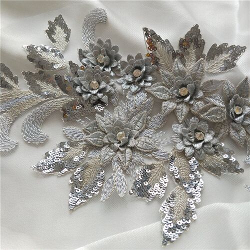 40*17厘米 金色蕾丝立体花片亮片演出服礼服服装贴花片辅料补丁