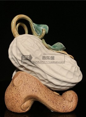 石湾公仔陶瓷花生摆件玄关客厅电视柜家居装饰乔迁新居生日送礼品