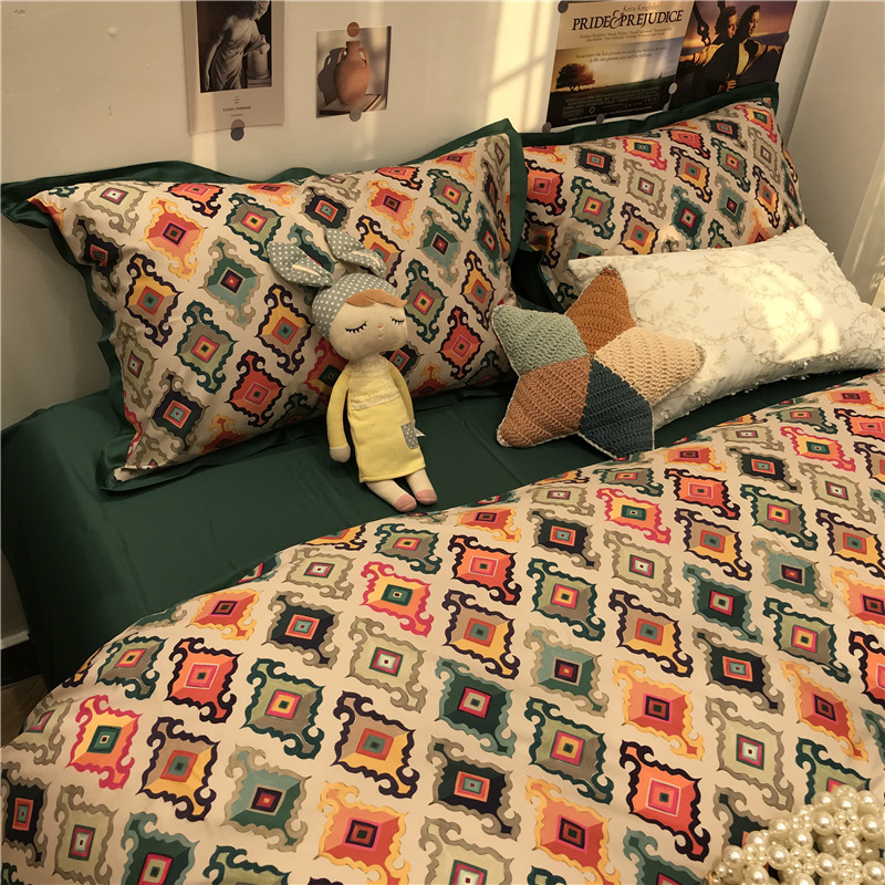 欧美式丝滑60s长绒棉床上四件套全棉纯棉被套1.5m1.8米床单简约风